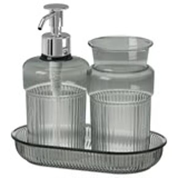 IKEA Brofjarden Gray 3-Piece Chic Bathroom Set Tray Soap Dispenser & jar - Picture 1 of 3